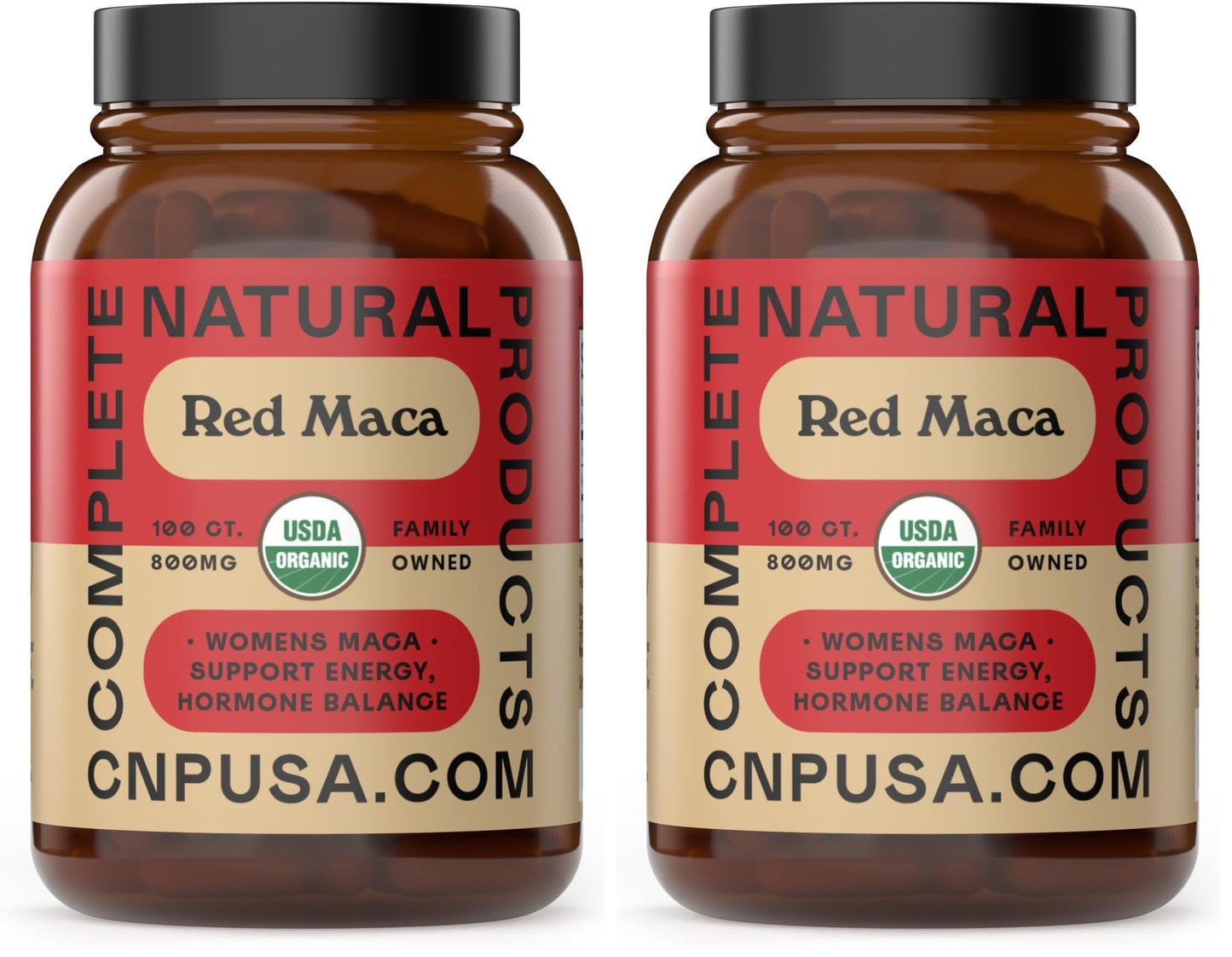 Complete Natural Products Organic Red Maca Root Capsules - 800mg Gelatinized, 2-Pack