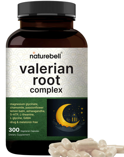 NatureBell Valerian Root for Sleep – 300 Veggie Capsules, Melatonin Free