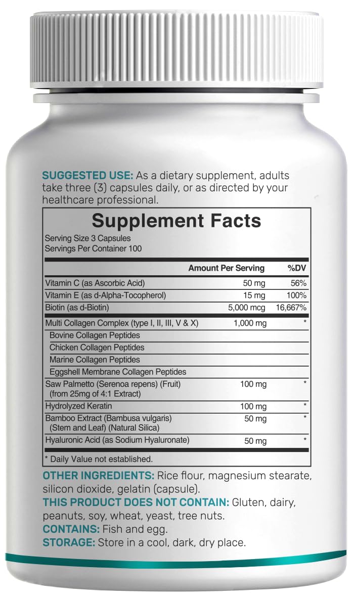 11-in-1 Multi Collagen Supplement – 300 Capsules w/ Vitamin C & Biotin