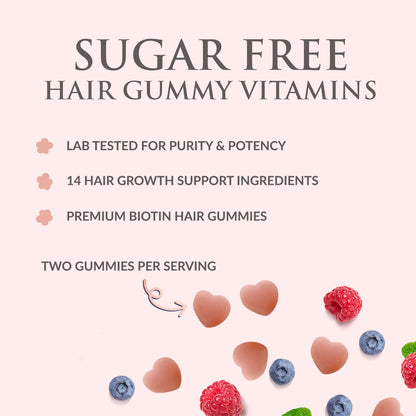 Sugar Free Hair Vitamins Gummies with Biotin 5000 mcg – Supports Hair Growth