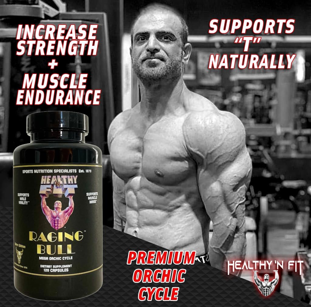 Healthy 'N Fit Raging Bull Mega Orchic - 120 Capsules (40 Day Supply) Premium Raw Orchic Glandular, Increase T Naturally