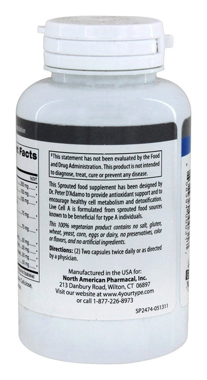 D'Adamo Personalized Nutrition - Live Cell A 90 vcaps | Sprouted Nutrition for Type A