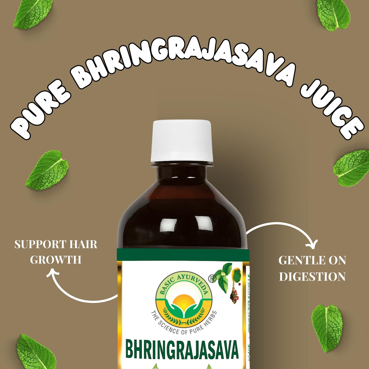 BASIC AYURVEDA Bhringrajasava Drink | 16.23 Fl Oz (480ml) | Natural Ayurvedic Syrup | for Healthy Hair & Immune System