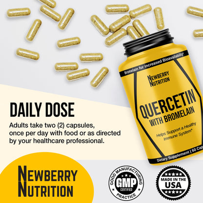 Newberry Nutrition Quercetin with Bromelain 1200mg | Immune Support & Antioxidant | 60 Count