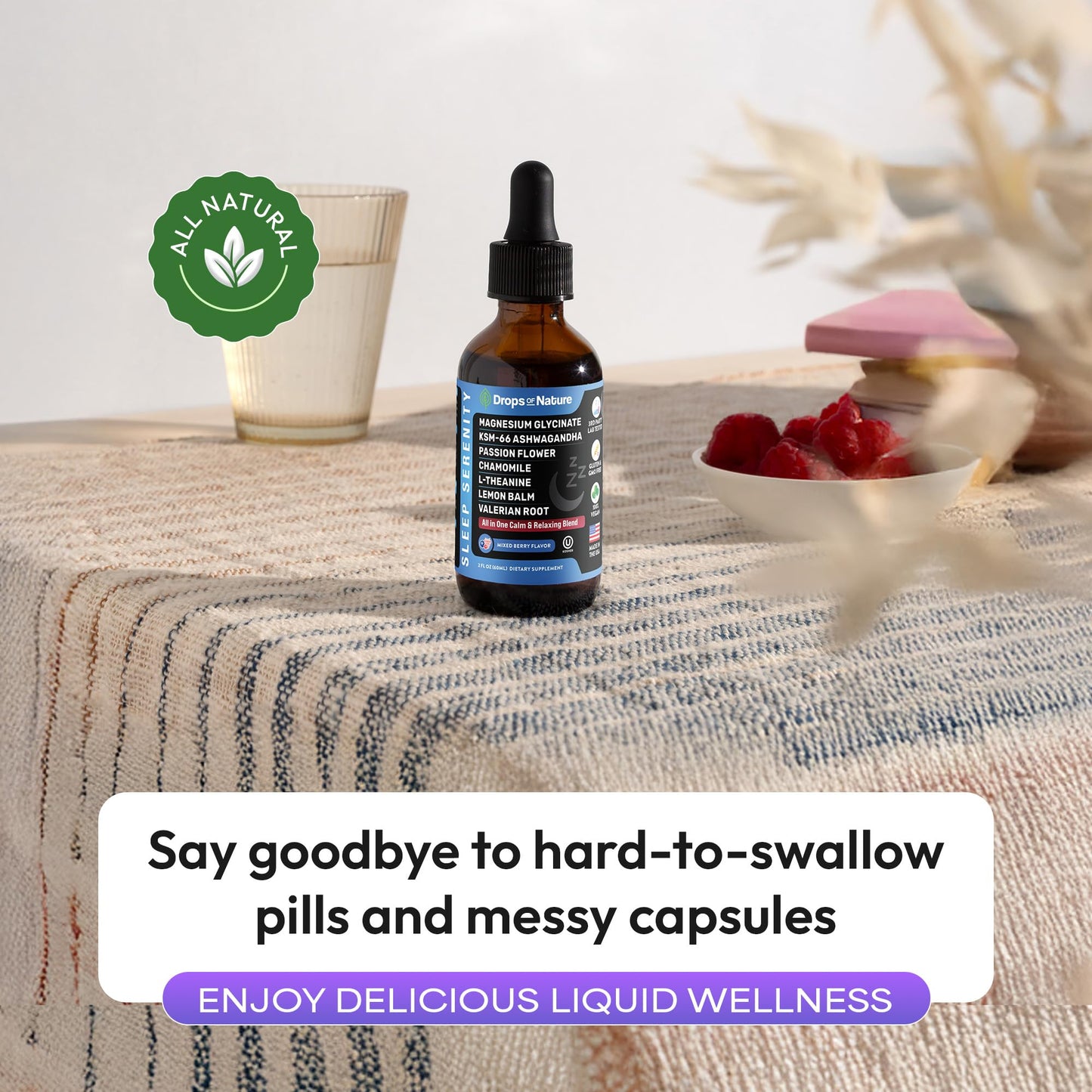 Magnesium Glycinate & Ashwagandha Liquid Drops – Relaxation & Sleep Support (60mL) | Vegan
