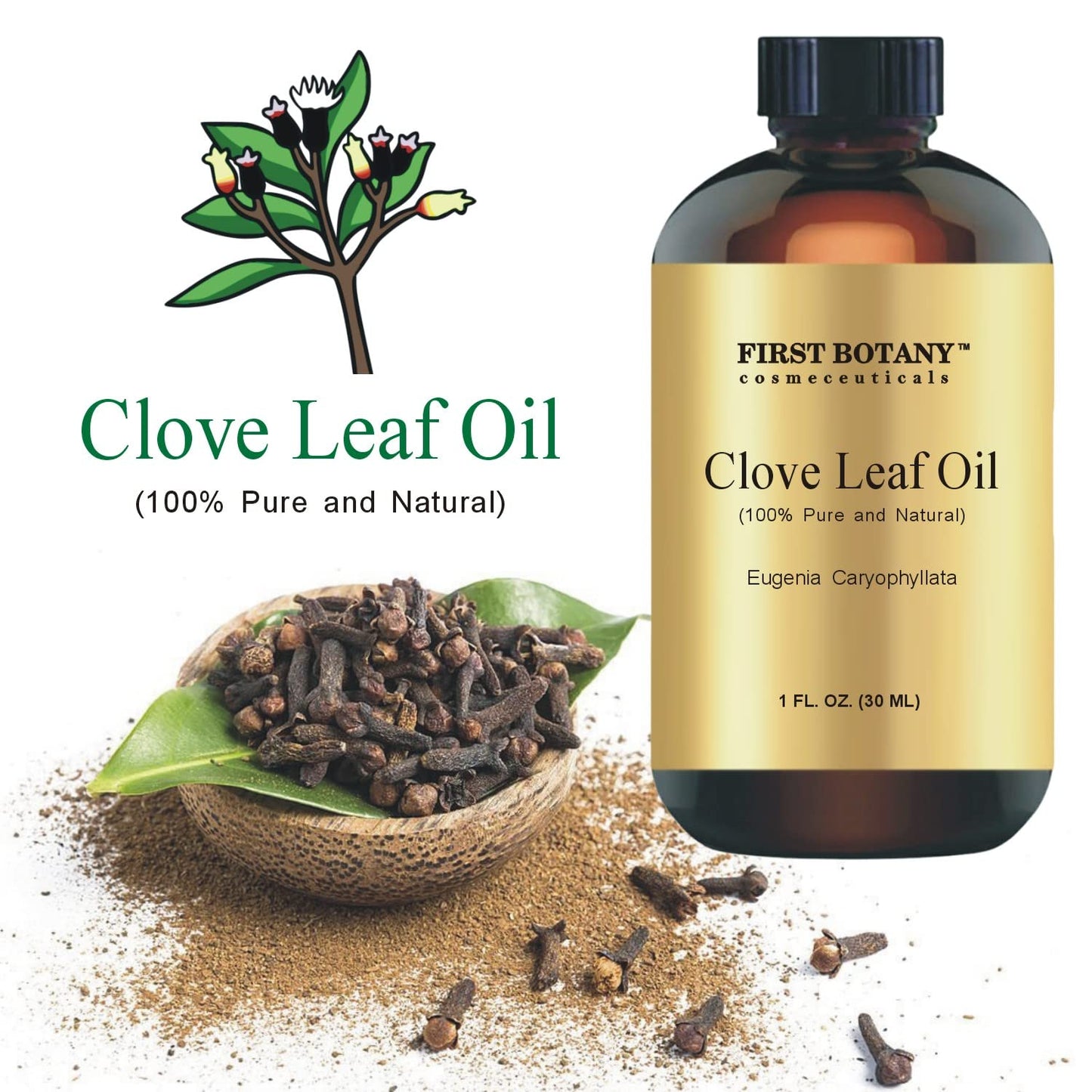 100% Pure Clove Leaf Essential Oil - 1 fl oz | Therapeutic Grade Clove Oil