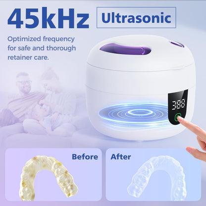 Waterproof Ultrasonic Retainer Cleaner – 45kHz, 180ml Tank, Digital Timer