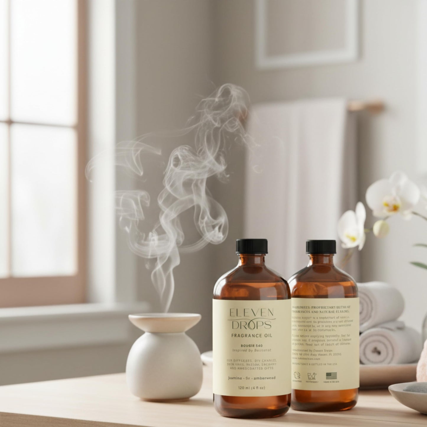 Bougie 540 Diffuser Oil – Amber & Jasmine (4 oz Glass Bottle) | Eleven Drops