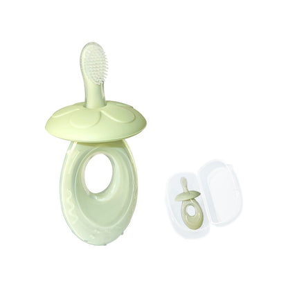 BOVELLA Baby Toothbrush & Teether – Ultra Soft Silicone (Green)