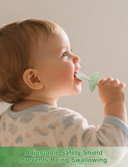 BOVELLA Baby Toothbrush & Teether – Ultra Soft Silicone (Green)
