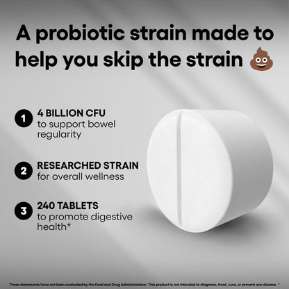Saccharomyces Boulardii Probiotic Supplement – 4 Billion CFU, 240 Tablets – Digestive & Gut Health, Vegan, Gluten Free, Non-GMO