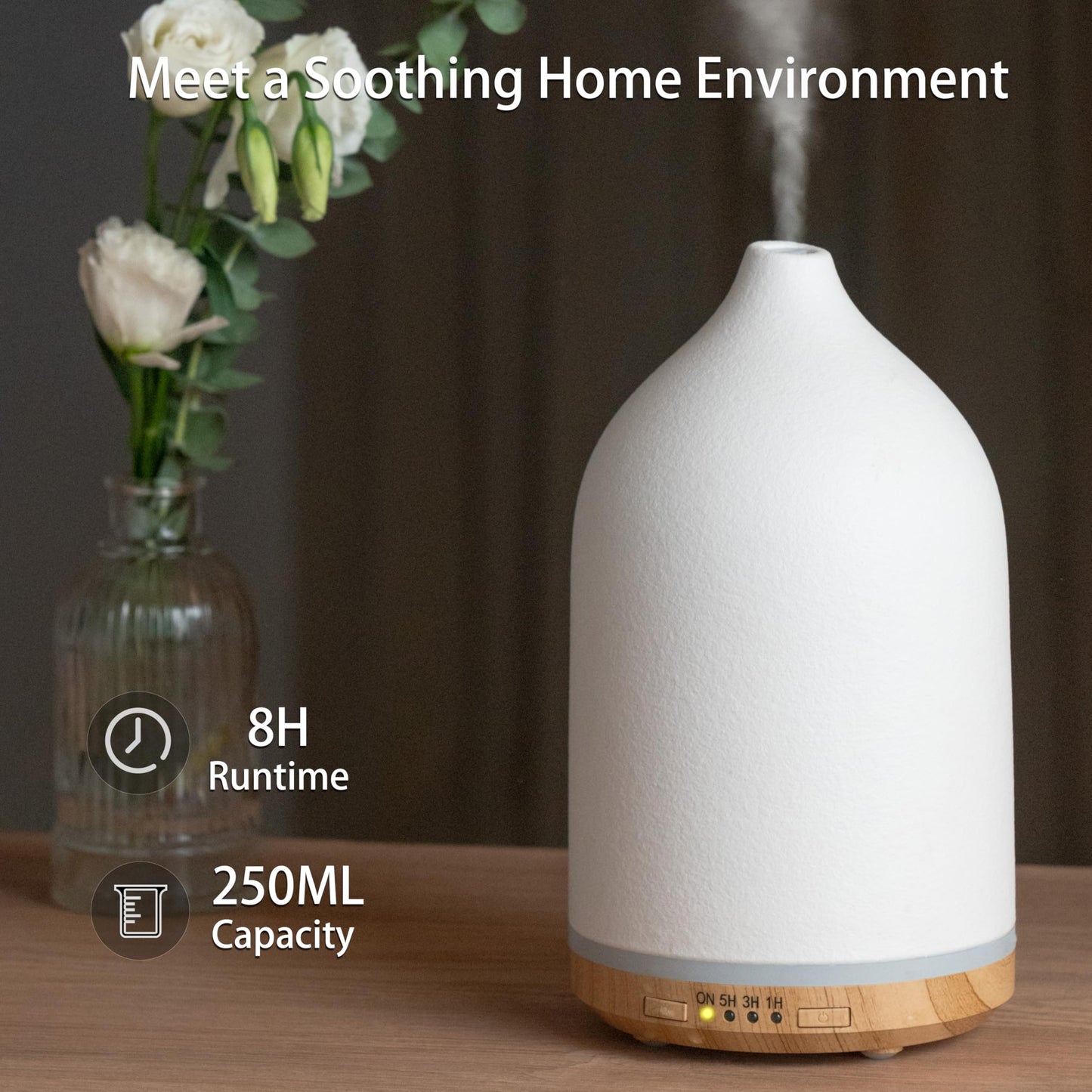 BOXING 250ML Esseantial Oil Diffuser – Ultrasonic Aromatherapy for Home & Large Rooms | 7-Color Night Light, Timer, Auto Shut Off, Ceramic White