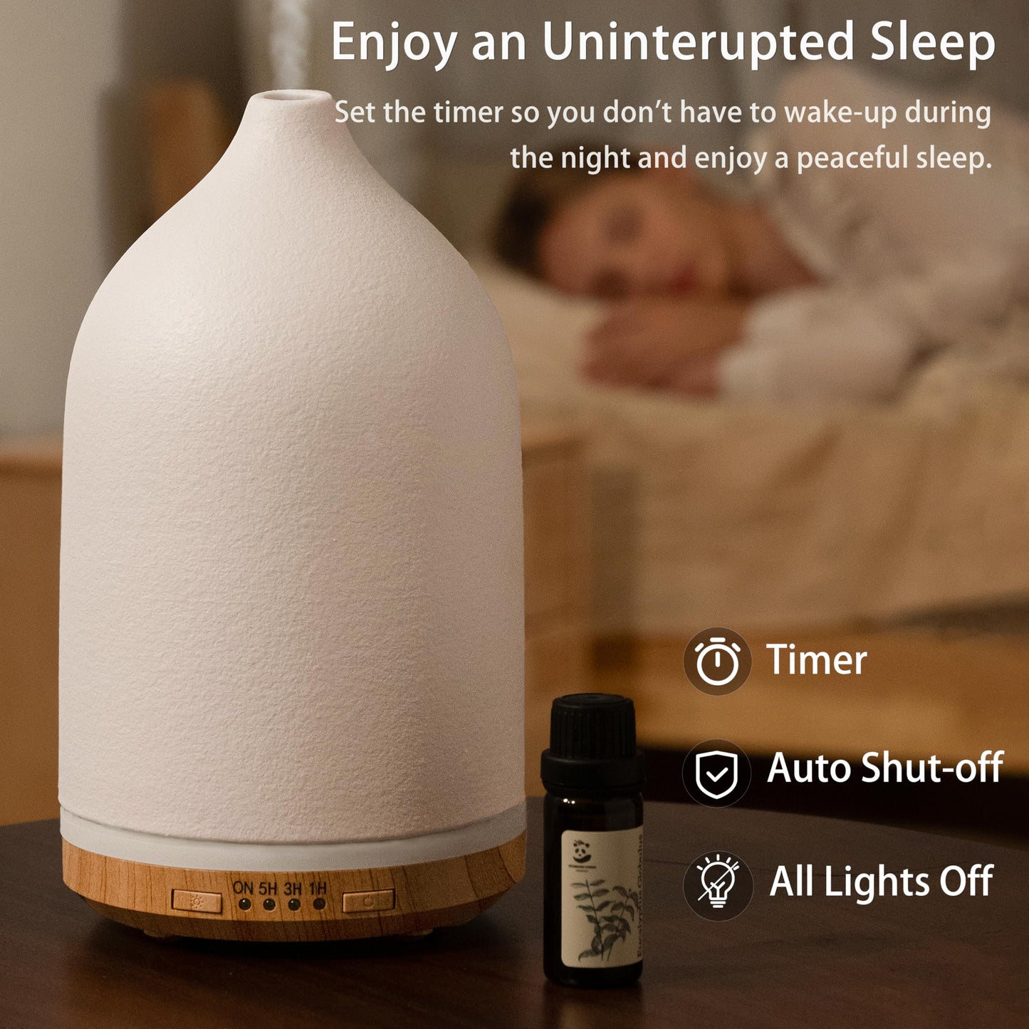 BOXING 250ML Esseantial Oil Diffuser – Ultrasonic Aromatherapy for Home & Large Rooms | 7-Color Night Light, Timer, Auto Shut Off, Ceramic White