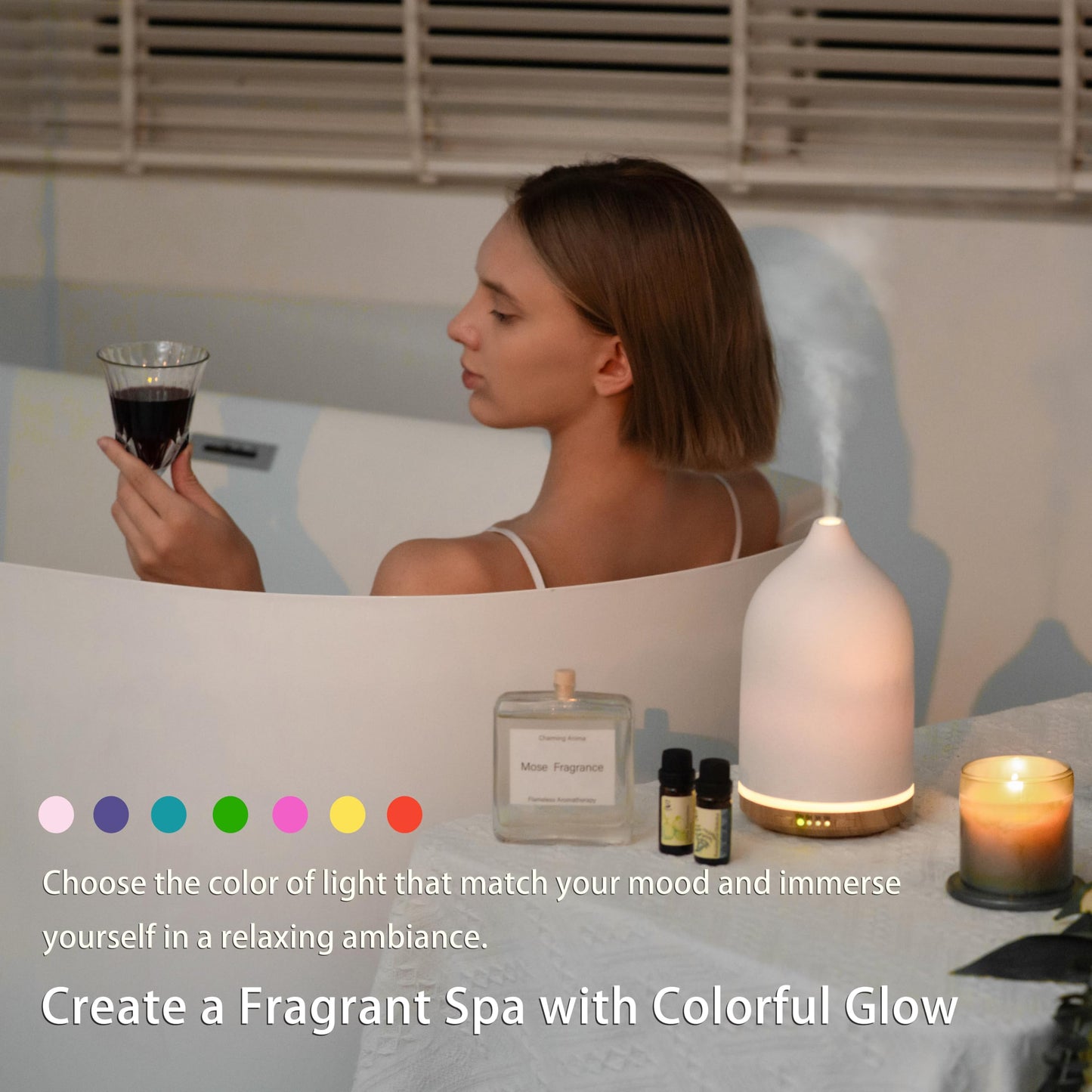BOXING 250ML Esseantial Oil Diffuser – Ultrasonic Aromatherapy for Home & Large Rooms | 7-Color Night Light, Timer, Auto Shut Off, Ceramic White