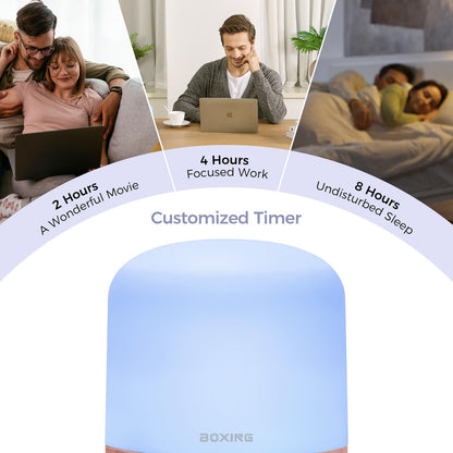 BOXING 300ML Essential Oil Diffuser | White & Wood Finish | 7-Color Night Light | Stepless Knob, Timer