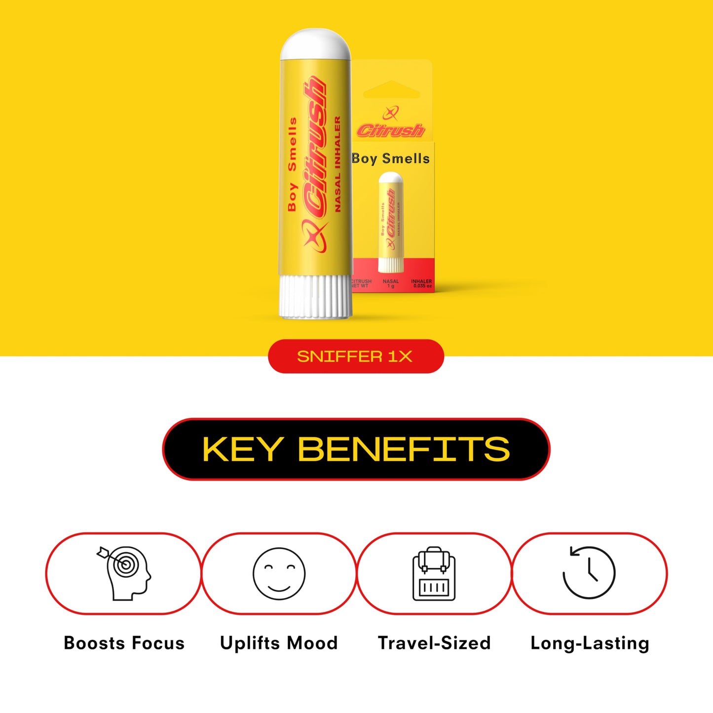 Boy Smells Citrus Sniffer Nasal Stick – Menthol Citrus Aroma Inhaler