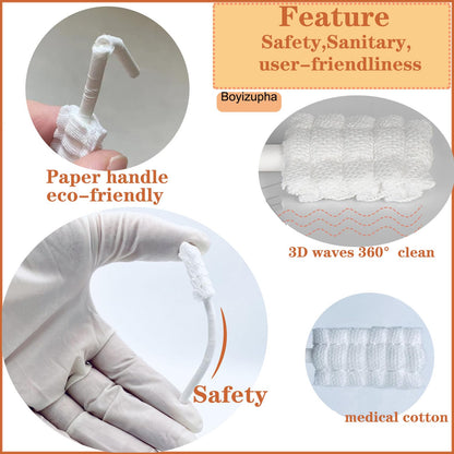 Boyizupha 100 Pcs Baby Disposable Gauze Toothbrushes for Newborns & Infants (0-36 Months) – Tongue Cleaner & Oral Care