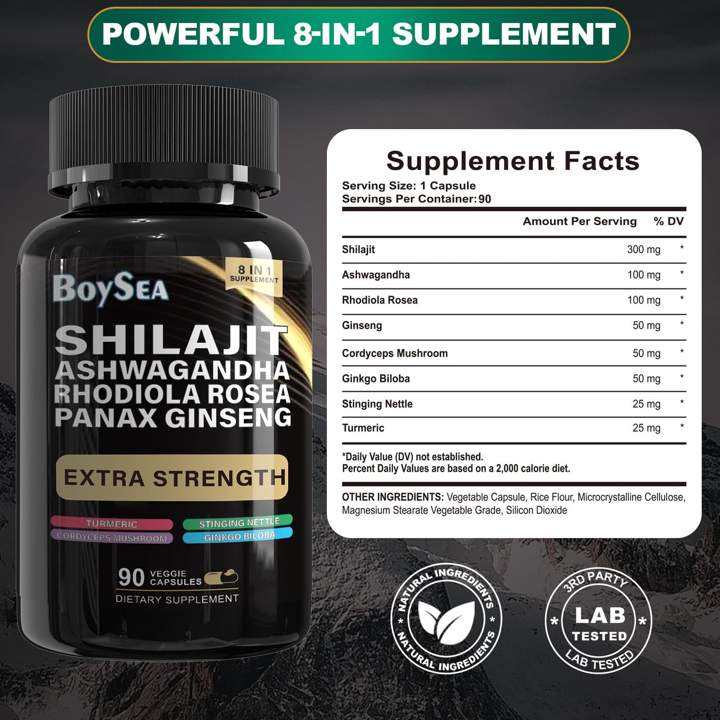 Boysea Shilajit & Sea Moss Bundle - 90 Count - All-in-1 Supplements