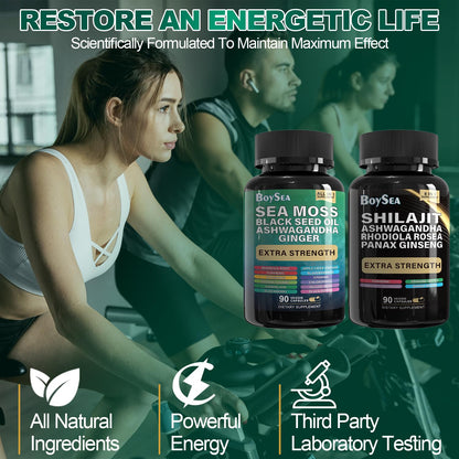 Boysea Shilajit & Sea Moss Bundle - 90 Count - All-in-One Capsules