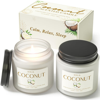 Scented Candles | BOYUJK Coconut Candles for Home Scent, Stress Relief & Sleep