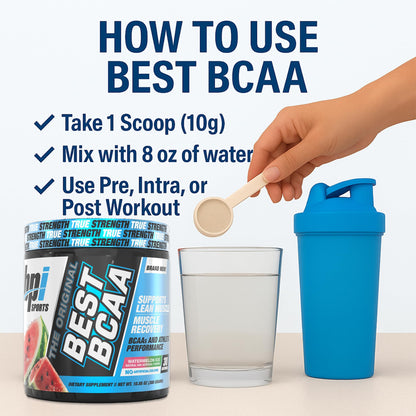 BPI Sports Best BCAA Powder – Watermelon Ice, 60 Servings | 1.32 lb