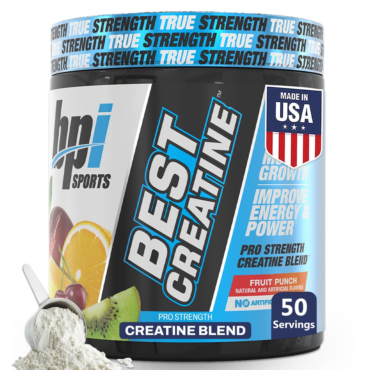 BPI Sports Best Creatine – Creatine Monohydrate Powder with Himalayan Salt (Fruit Punch) | 50 Servings