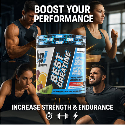 BPI Sports Best Creatine – Creatine Monohydrate Powder with Himalayan Salt (Fruit Punch) | 50 Servings