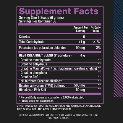 BPI Sports Best Creatine – Creatine Monohydrate Powder with Himalayan Salt (Fruit Punch) | 50 Servings