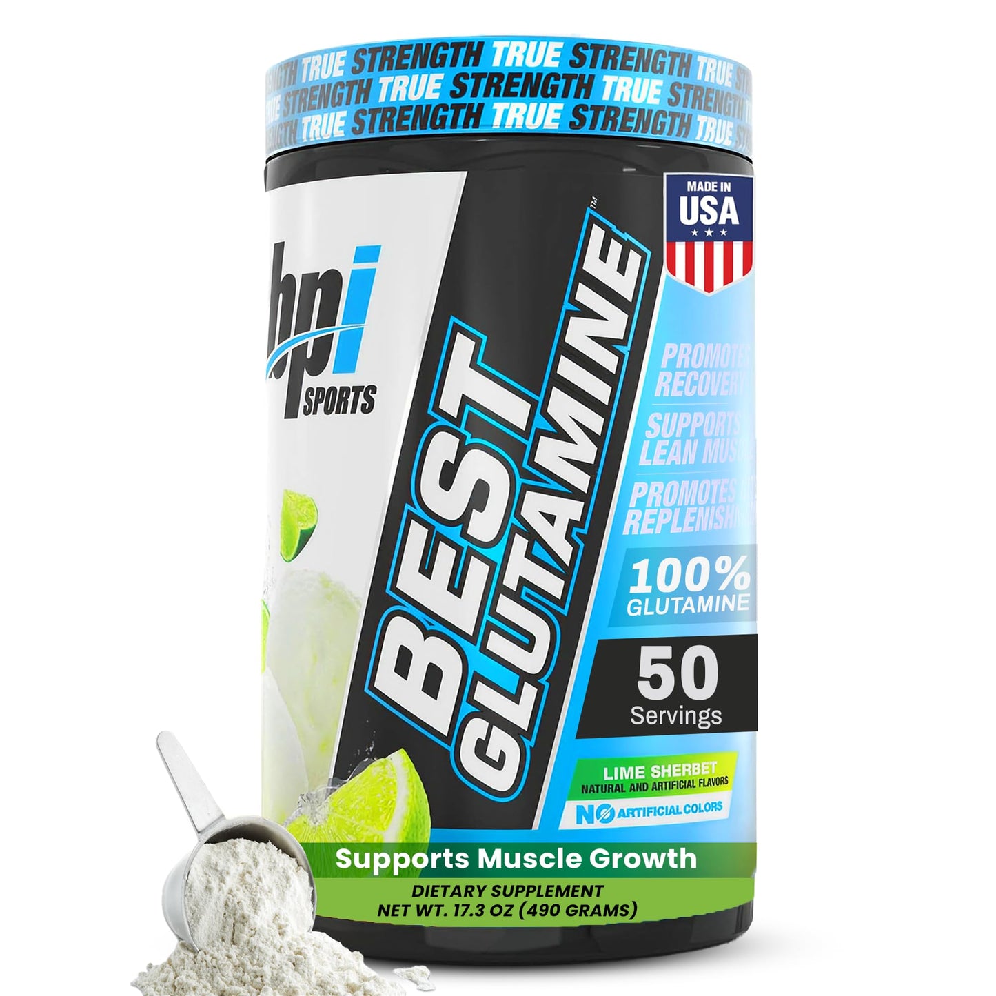 BPI Sports Best Glutamine Supplement | Lime Sherbet – 50 Servings, 6 Glutamine Forms + Vitamin C