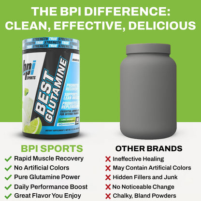 BPI Sports Best Glutamine Supplement | Lime Sherbet – 50 Servings, 6 Glutamine Forms + Vitamin C