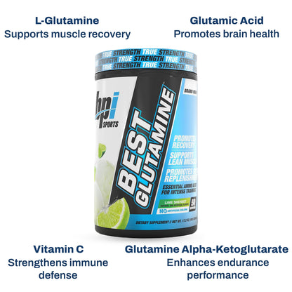 BPI Sports Best Glutamine Supplement | Lime Sherbet – 50 Servings, 6 Glutamine Forms + Vitamin C