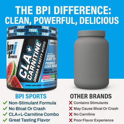 BPI Sports CLA+Carnitine – L-Carnitine & Linoleic Acid for Weight Loss & Metabolism – Watermelon Freeze – 50 Servings
