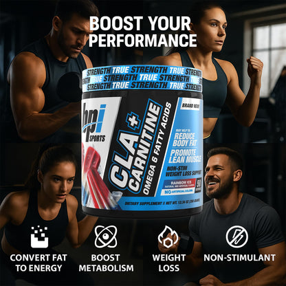 BPI Sports CLA+Carnitine – Caffeine-Free, Non-Stimulant Weight Loss & Metabolism (Rainbow Ice)