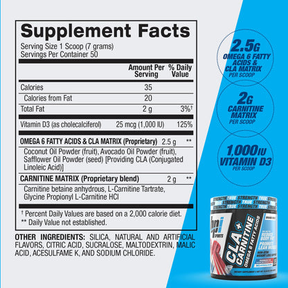 BPI Sports CLA+Carnitine – Caffeine-Free, Non-Stimulant Weight Loss & Metabolism (Rainbow Ice)