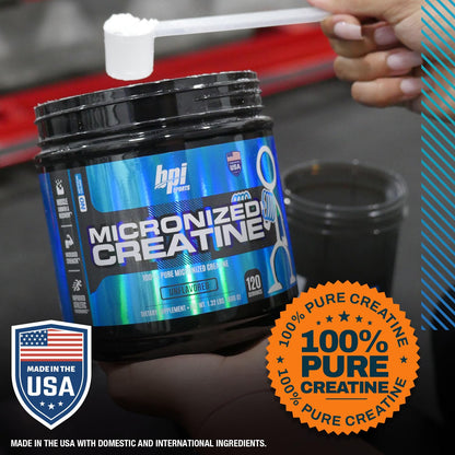 BPI Sports Micronized Creatine – 100% Pure, Unflavored Powder (120 Servings, 21.16 oz)