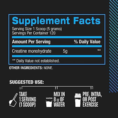 BPI Sports Micronized Creatine – 100% Pure, Unflavored Powder (120 Servings, 21.16 oz)