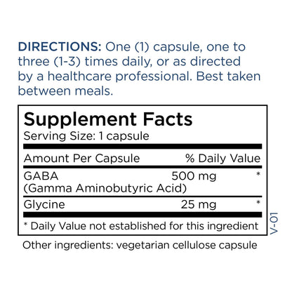 Metabolic Maintenance GABA 500mg (Gamma-Aminobutyric Acid) - Brain Support Supplement (60 Capsules)