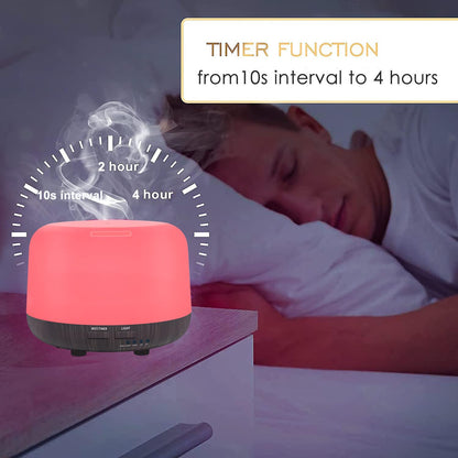 300ML Remote Control Essential Oil Diffuser with 7-Color LED Lights, Auto-Off, Timer - Ultrasonic Humidifier