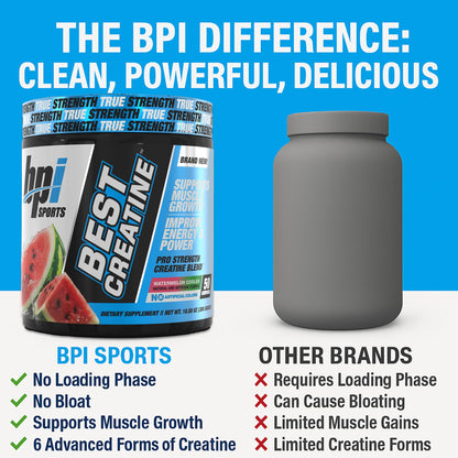 BPI Sports Best Creatine – Watermelon Cooler, Creatine Monohydrate Powder (50 Servings, 10.58 oz)