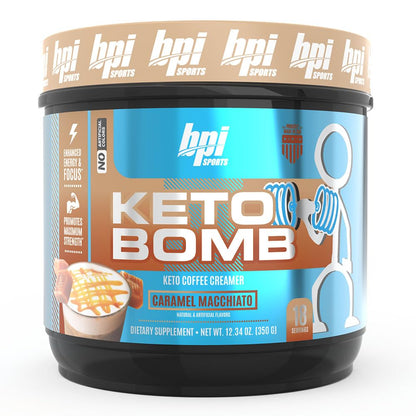 BPI Sports Keto Bomb Coffee Creamer – Caramel Macchiato, 18 Servings | Keto, MCT & Electrolytes