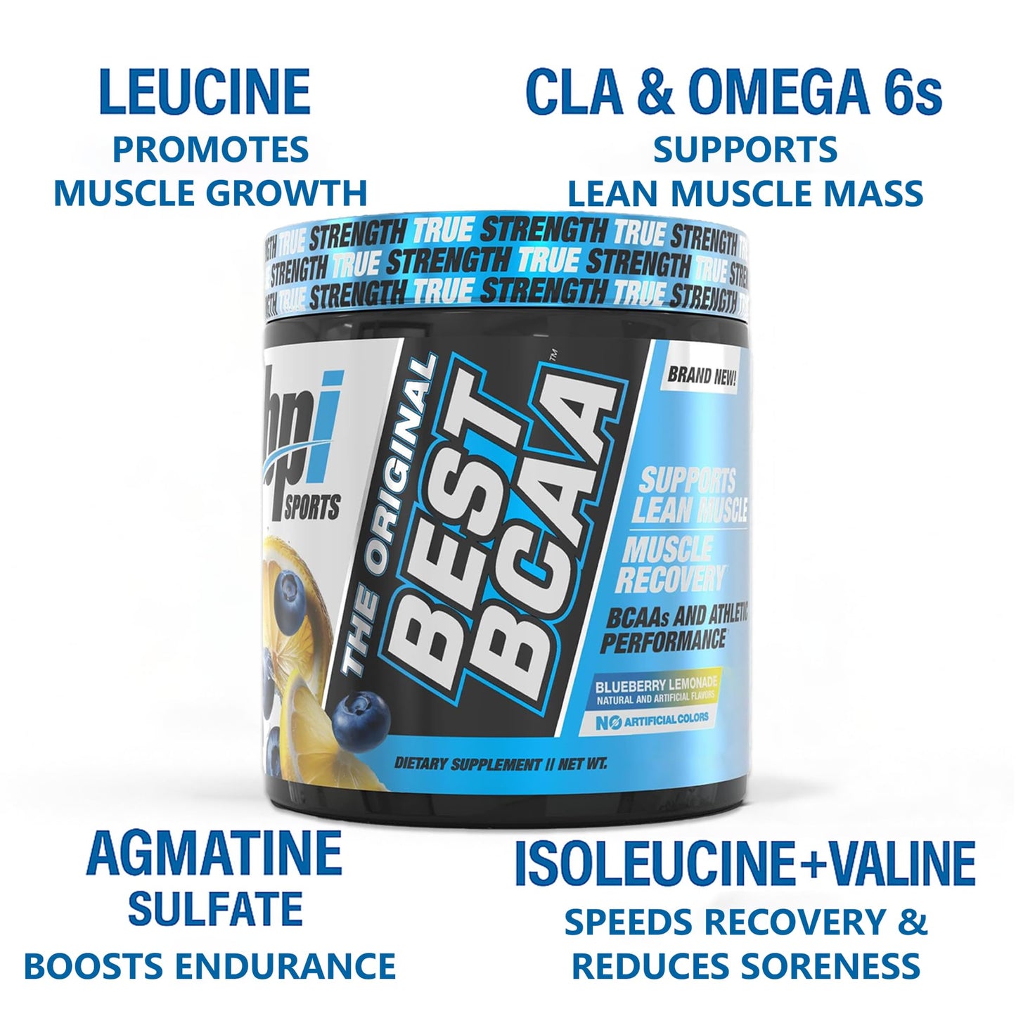 BPI Sports Best BCAA Powder – Muscle Recovery & Hydration (Blueberry Lemonade, 30 Servings)