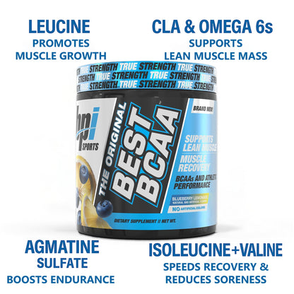 BPI Sports Best BCAA Powder – Muscle Recovery & Hydration (Blueberry Lemonade, 30 Servings)