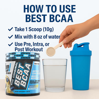 BPI Sports Best BCAA Powder – Muscle Recovery & Hydration (Blueberry Lemonade, 30 Servings)