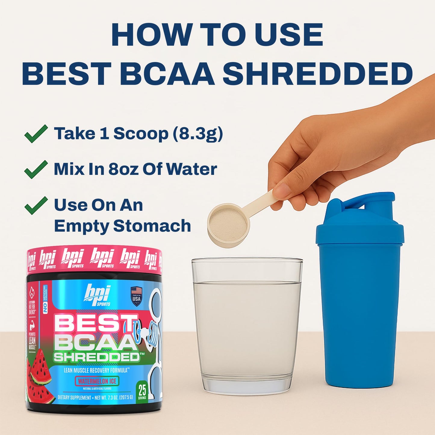 BPI Sports Best BCAA Shredded – Caffeine Free Thermogenic BCAA Powder (Watermelon ICE)