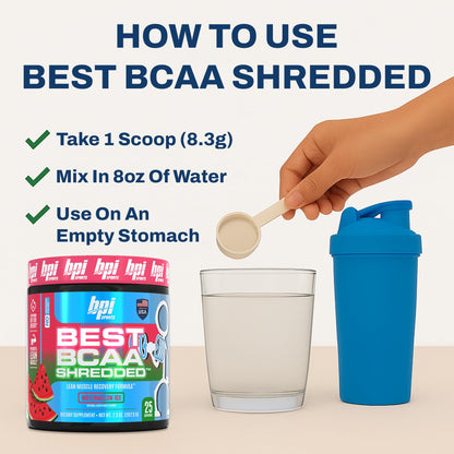 BPI Sports Best BCAA Shredded – Caffeine Free Thermogenic BCAA Powder (Watermelon ICE)