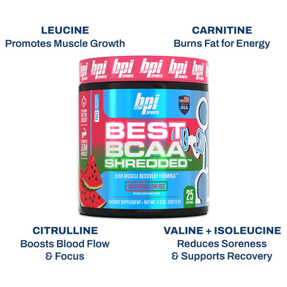 BPI Sports Best BCAA Shredded – Caffeine Free Thermogenic BCAA Powder (Watermelon ICE)