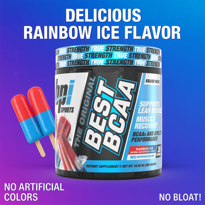 BPI Sports Best BCAA Powder – Rainbow Ice, 30 Servings | Muscle Recovery