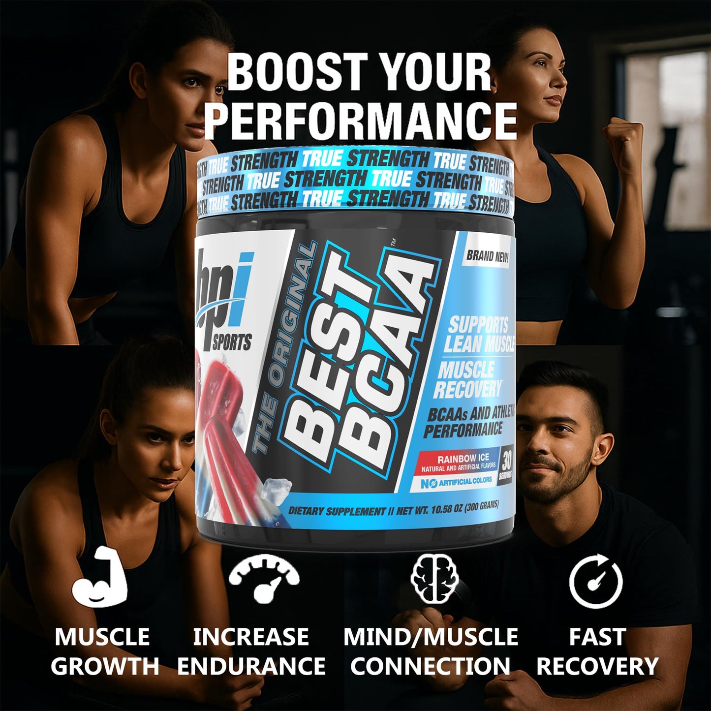 BPI Sports Best BCAA Powder – Rainbow Ice, 30 Servings | Muscle Recovery