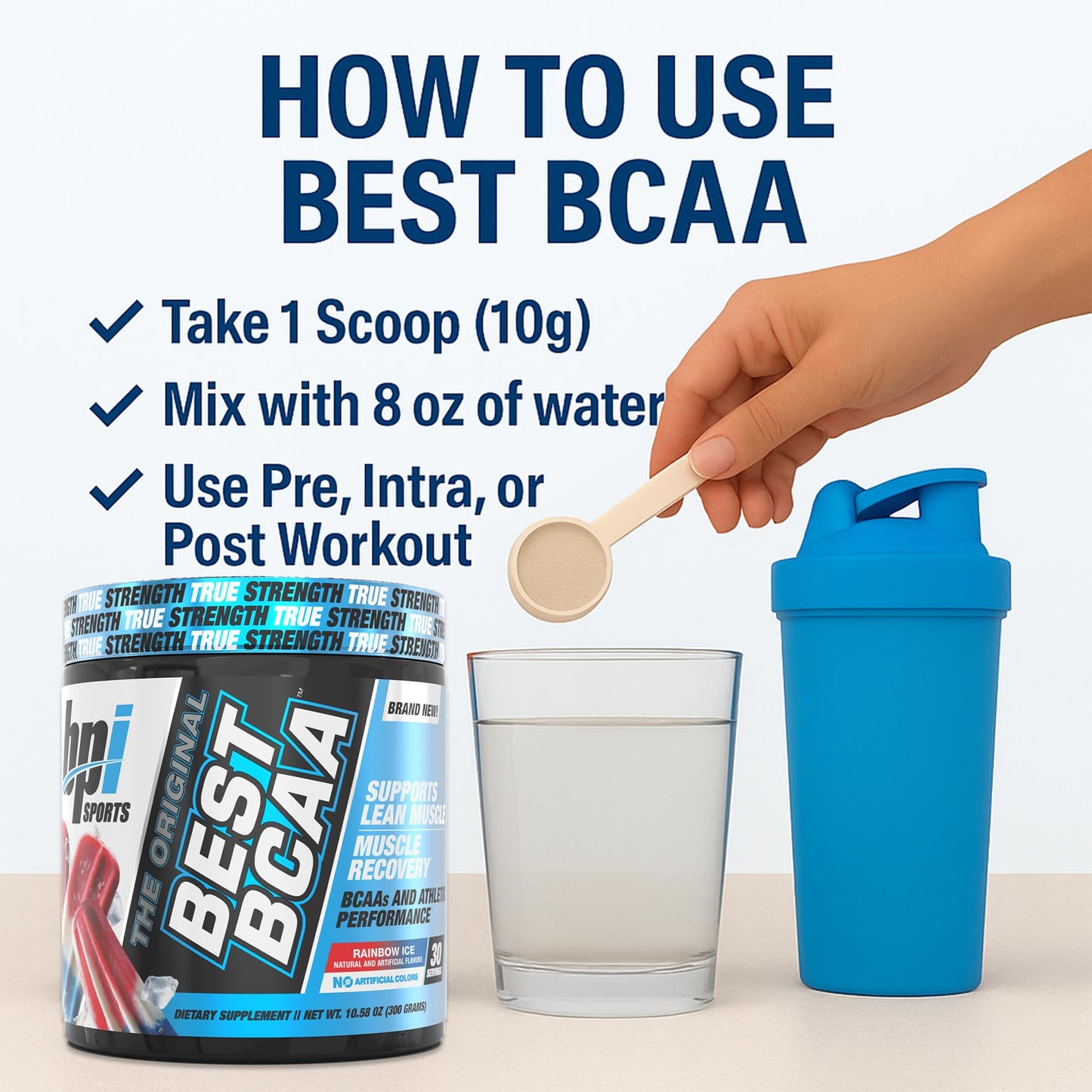 BPI Sports Best BCAA Powder – Rainbow Ice, 30 Servings | Muscle Recovery