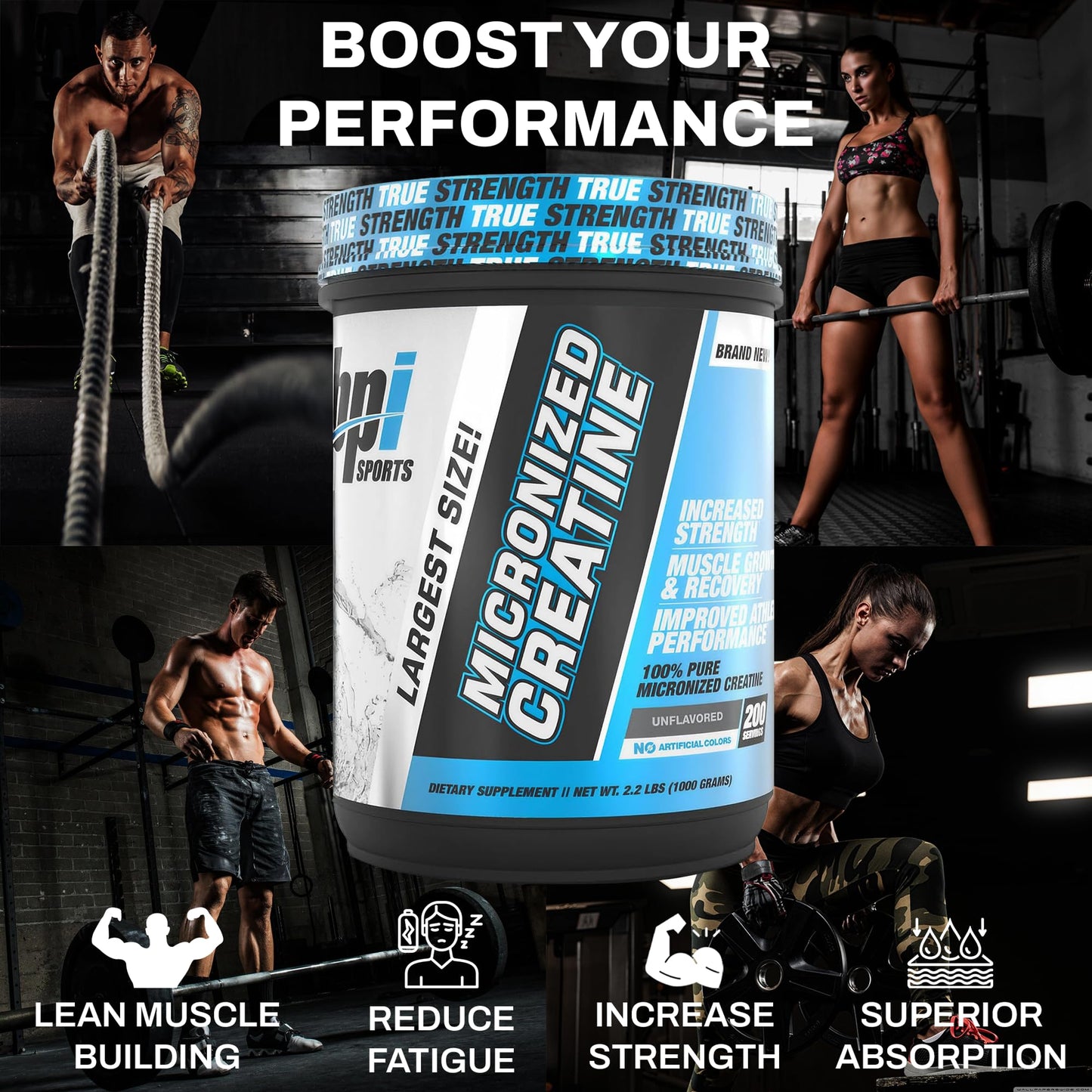 BPI Sports Micronized Creatine Monohydrate – Unflavored Powder, 200 Servings